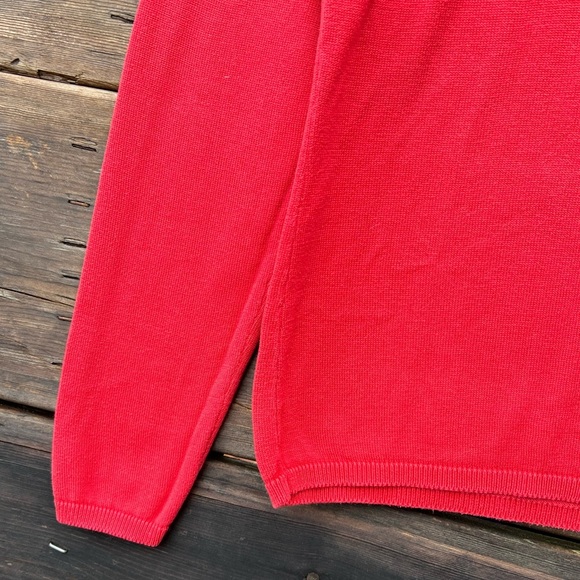 Draper’s and Damon’s Silk Cotton Blend Red Mock Neck Holiday Sweater Size Medium - Picture 2 of 3
